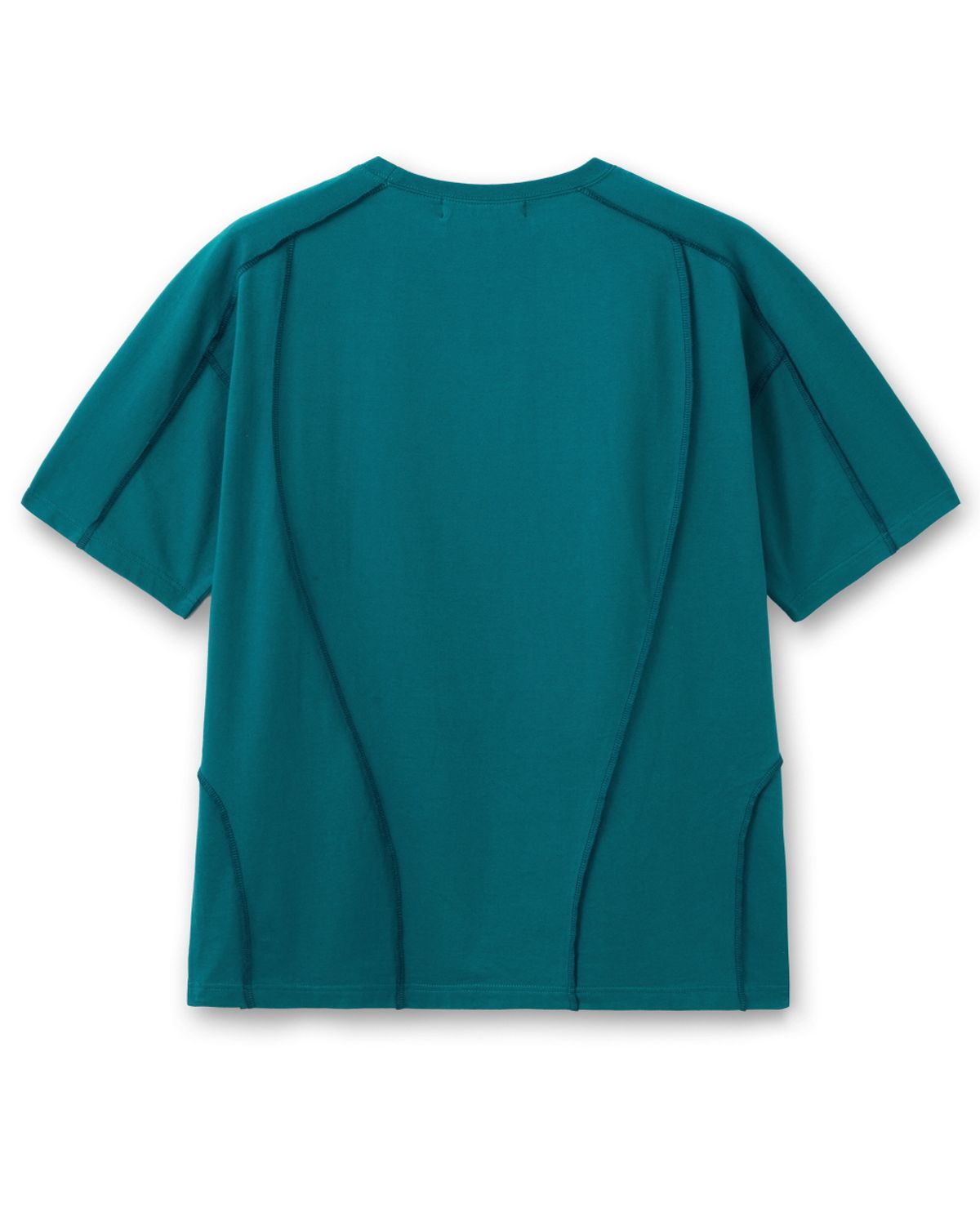 비슬로우(BESLOW) REVERSE OVERLOCK STITCH HALF T-SHIRTS TEAL