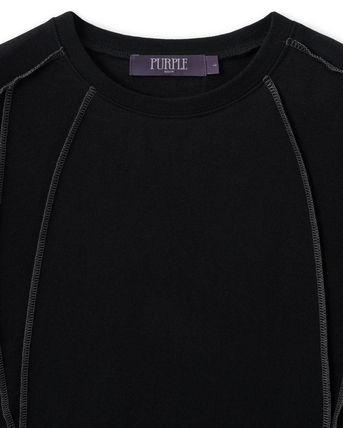 비슬로우(BESLOW) 23SS REVERSE OVERLOCK STITCH HALF T-SHIRTS BLACK