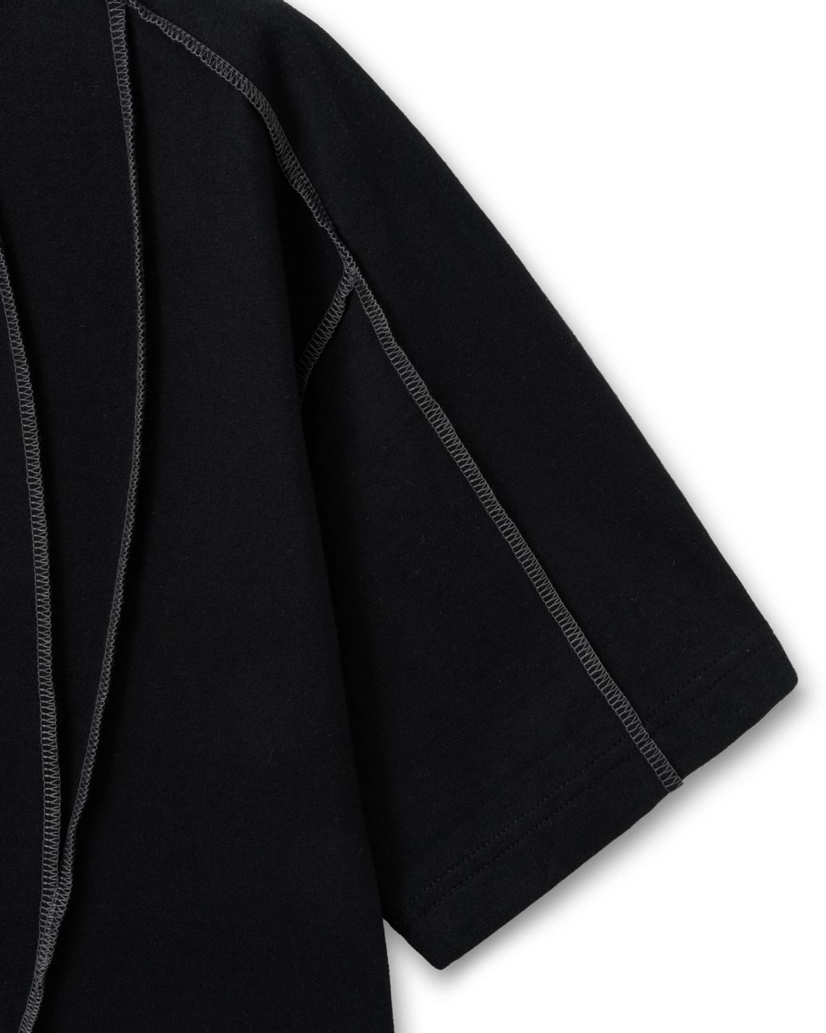 비슬로우(BESLOW) 23SS REVERSE OVERLOCK STITCH HALF T-SHIRTS BLACK