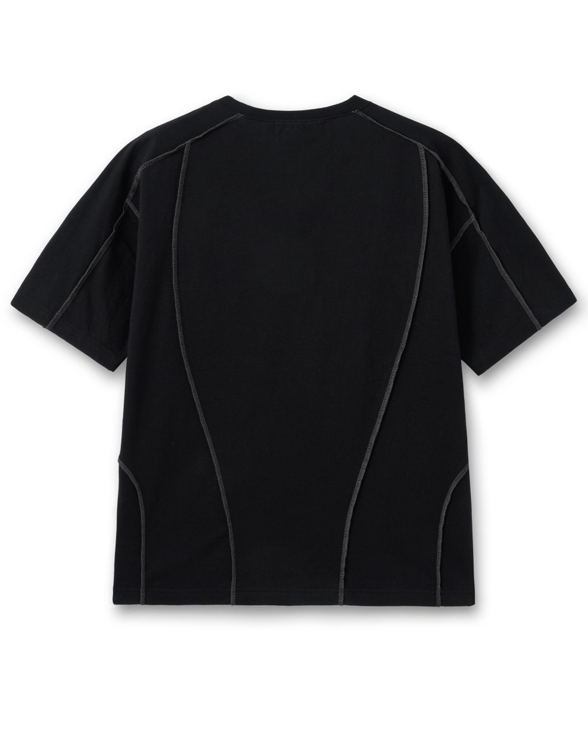 비슬로우(BESLOW) 23SS REVERSE OVERLOCK STITCH HALF T-SHIRTS BLACK
