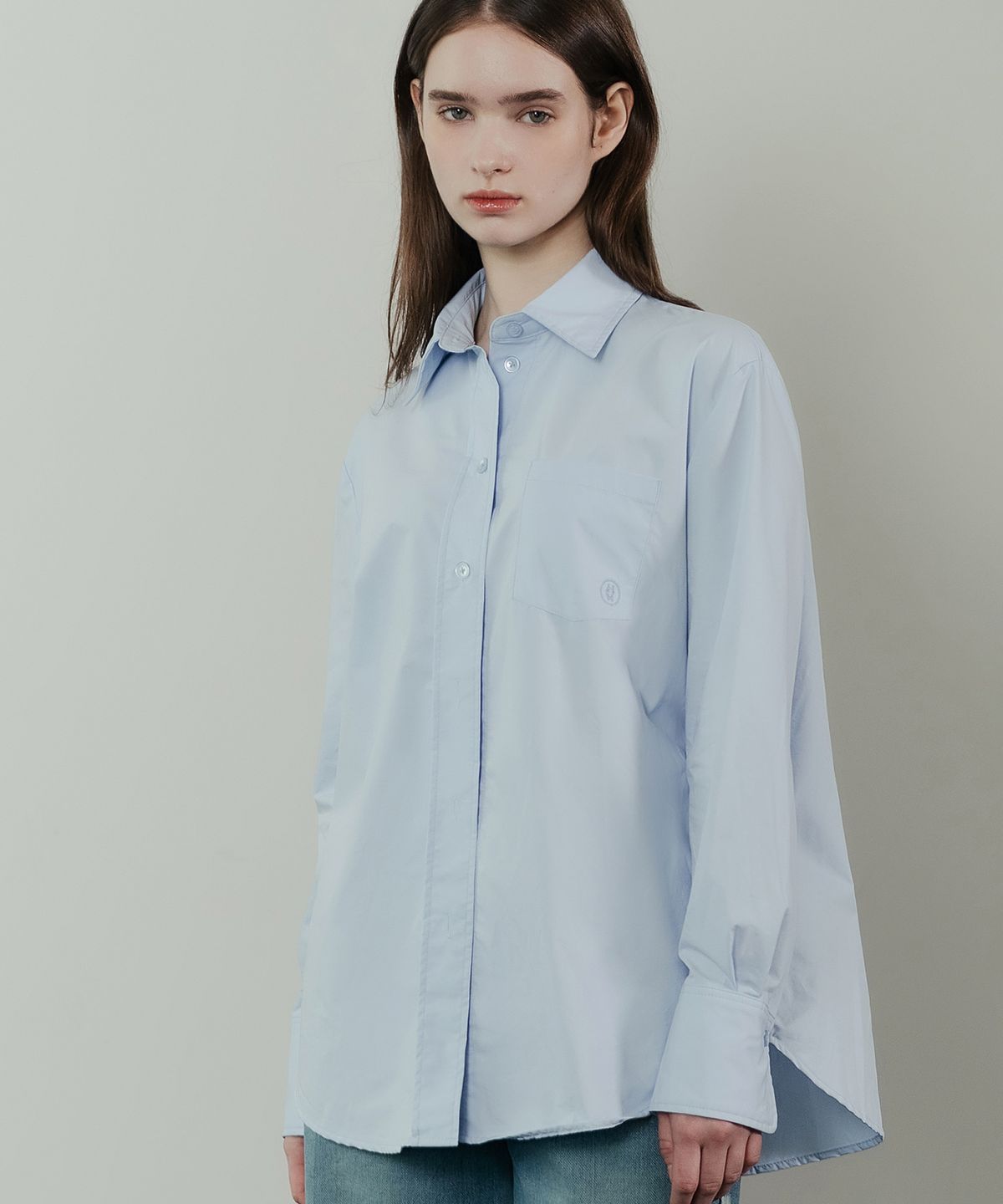 하드코어 해피니스(HARDCORE HAPPINESS) COTTON LOGO POCKET SHIRTS_SKY BLUE