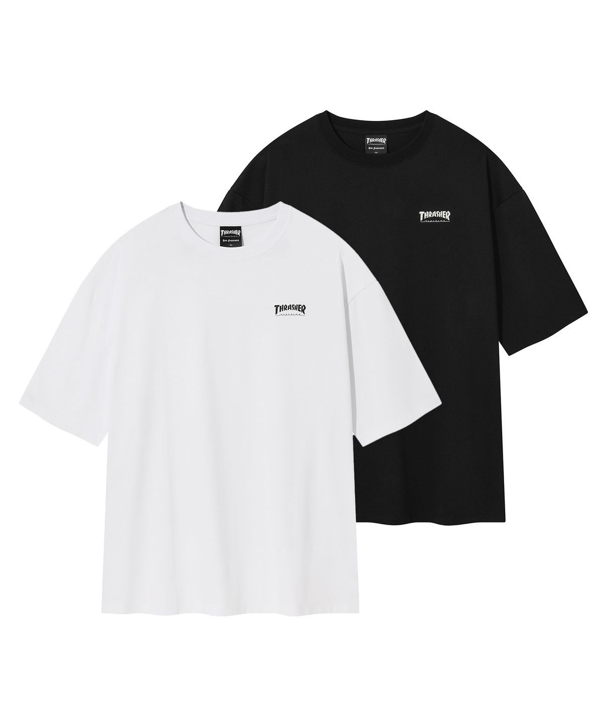 트레셔(THRASHER) 에센셜 티셔츠 2PACK 블랙/화이트