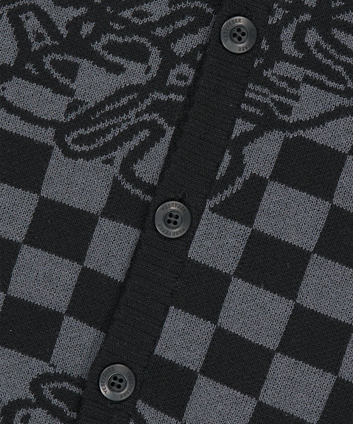 예스아이씨(YESEYESEE) Y.E.S Checkerboard Cardigan Black