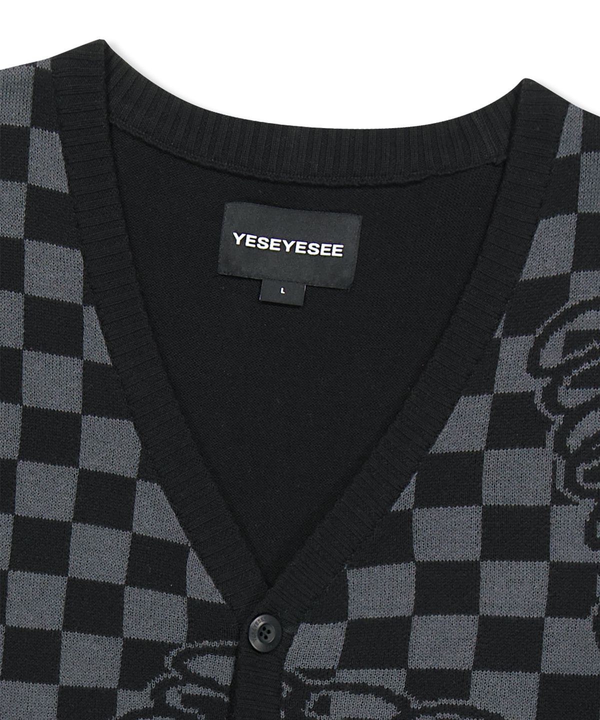 예스아이씨(YESEYESEE) Y.E.S Checkerboard Cardigan Black