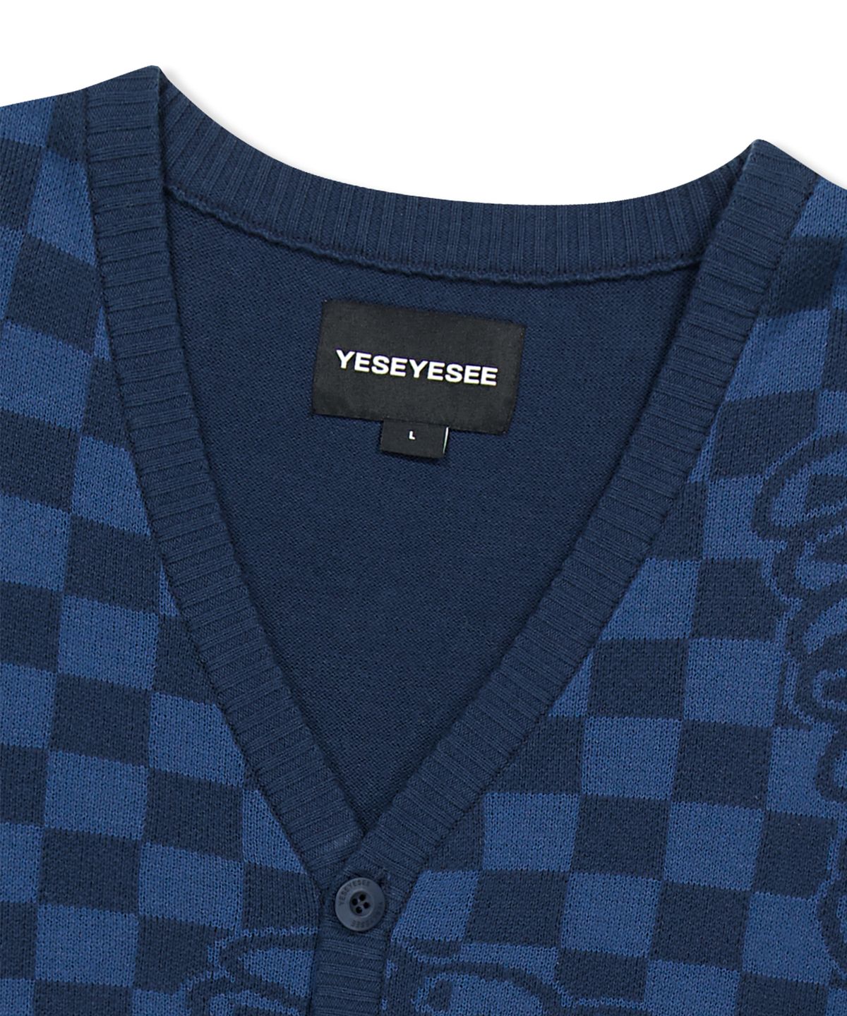예스아이씨(YESEYESEE) Y.E.S Checkerboard Cardigan Navy