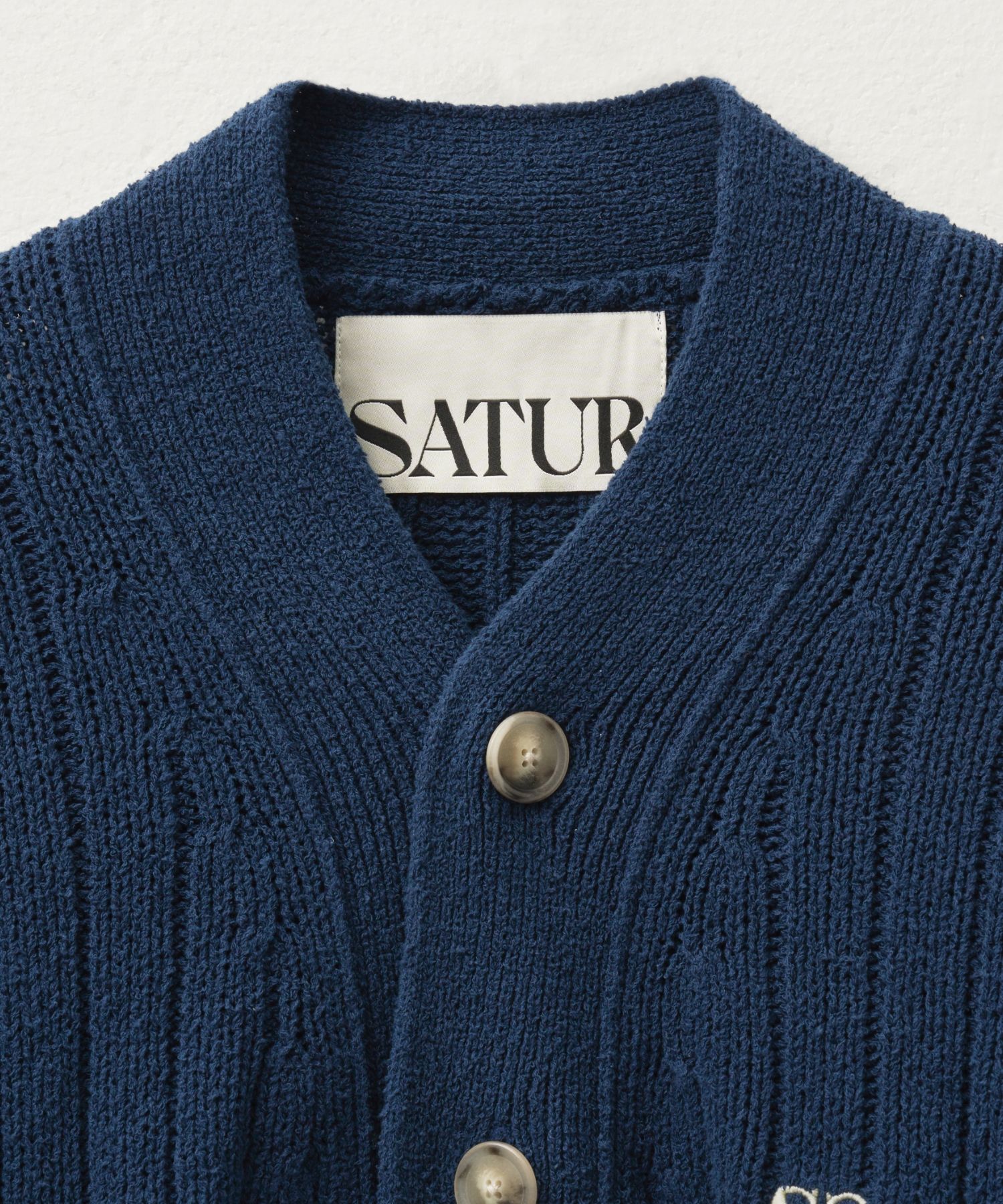 MUSINSA | SATUR Faro oversized boucle cardigan navy peony