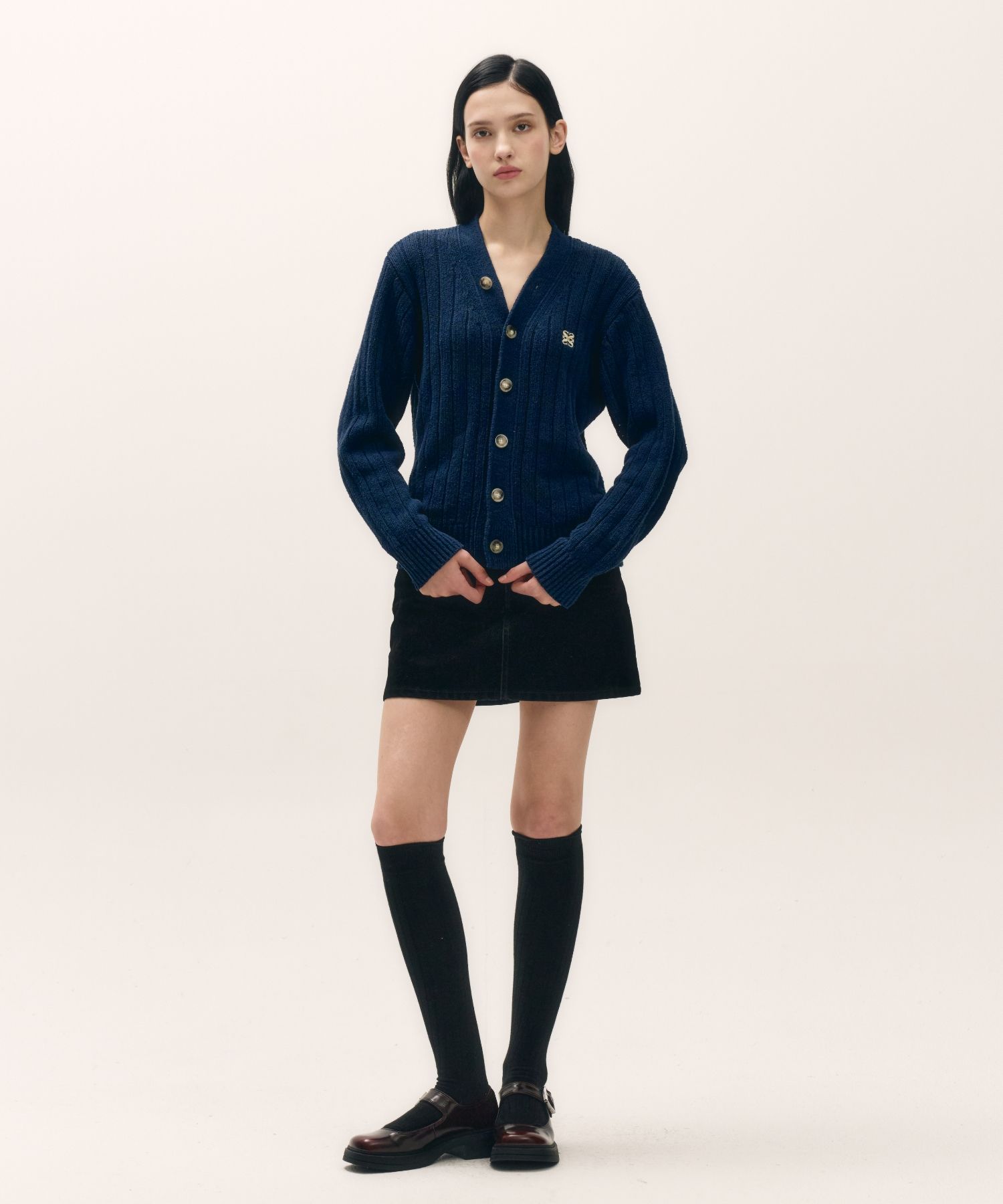 ★ SATUR ★FARO OVER SIZE BOUCLE CARDIGAN MUSINSA | SATUR Faro oversized boucle cardigan navy peony