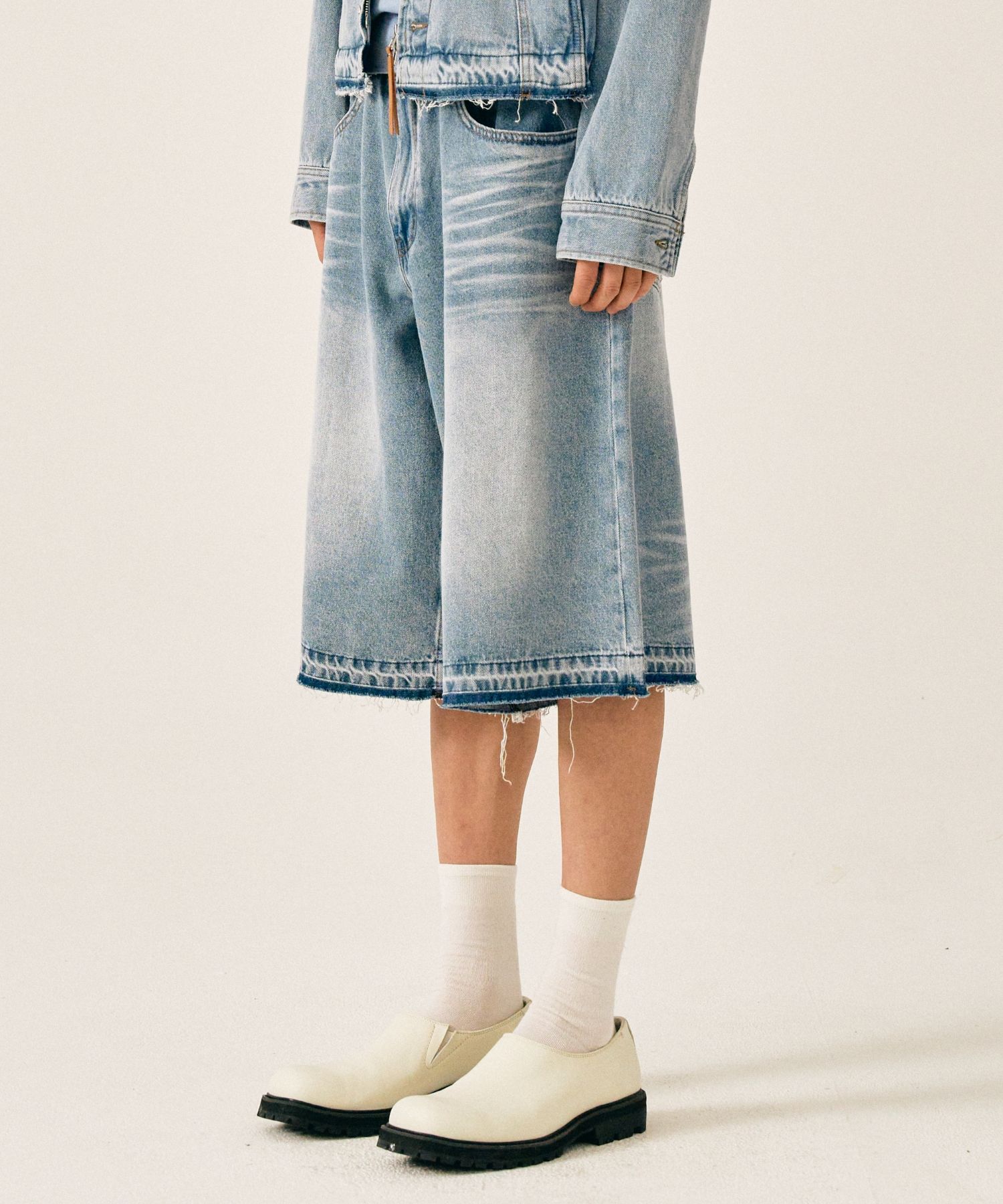 MUSINSA公式 | SATUR Gabon Denim Bermuda Pants Light Blue