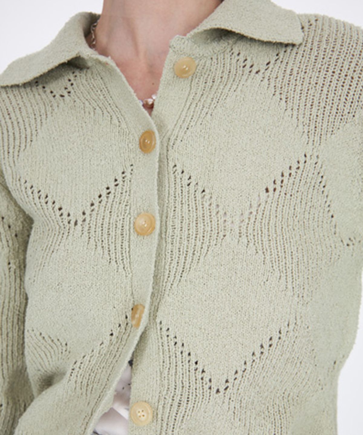 유스(YOUTH) Argyle Knit Collar Cardigan