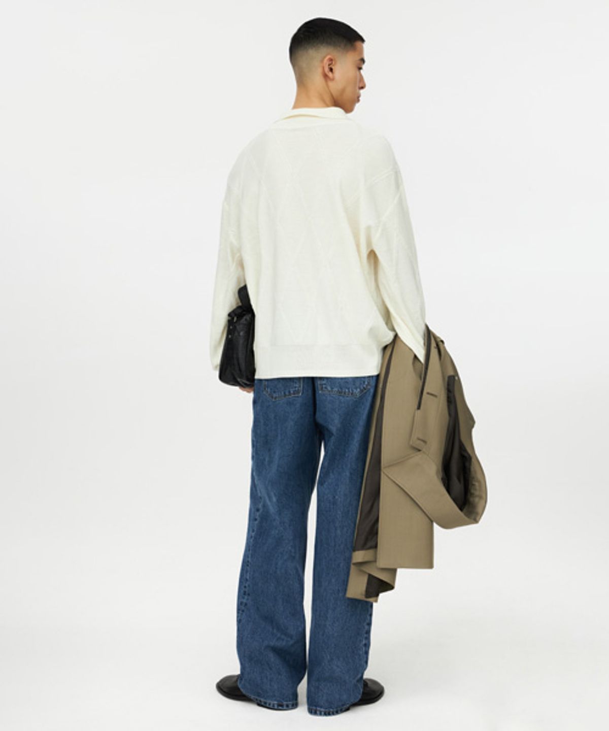 유스(YOUTH) Structured Wide Denim Pants - Medium Blue