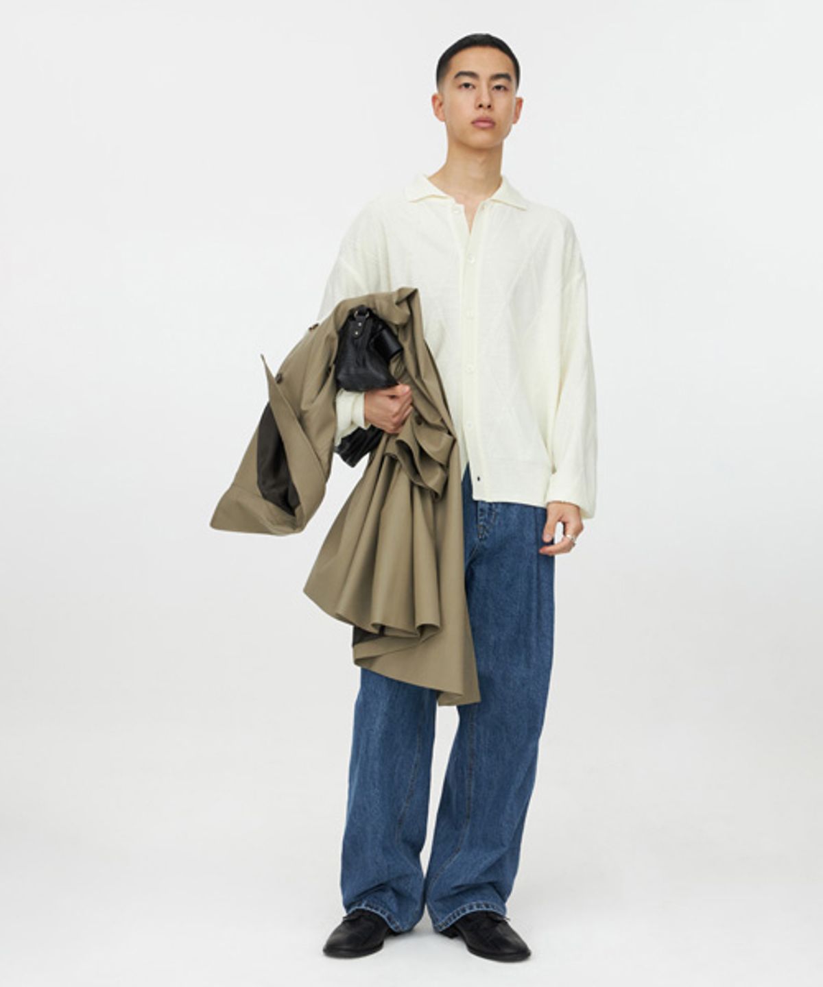 유스(YOUTH) Structured Wide Denim Pants - Medium Blue