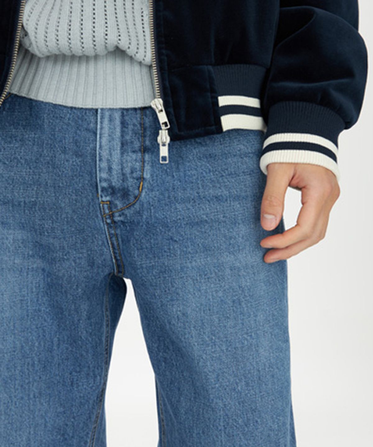 유스(YOUTH) Straight Denim Pants (M) - Medium Blue