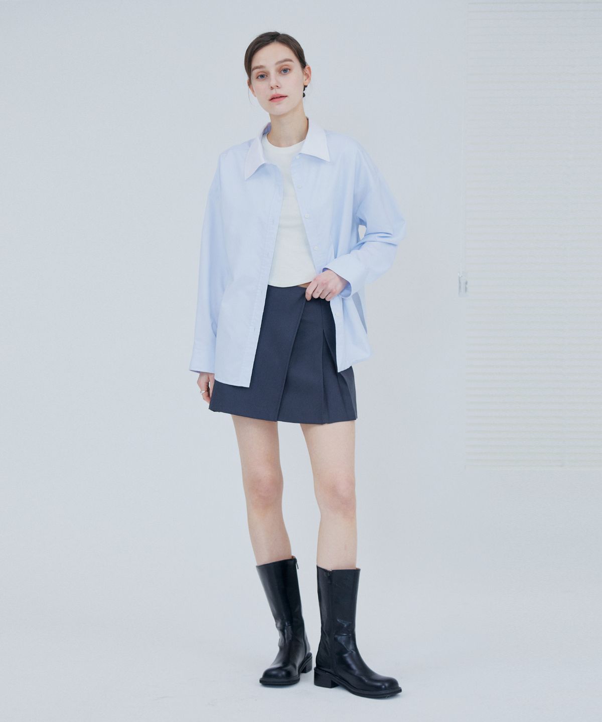 핀블랙(PINBLACK) 포인트 카라 셔츠 (2 COLOR)