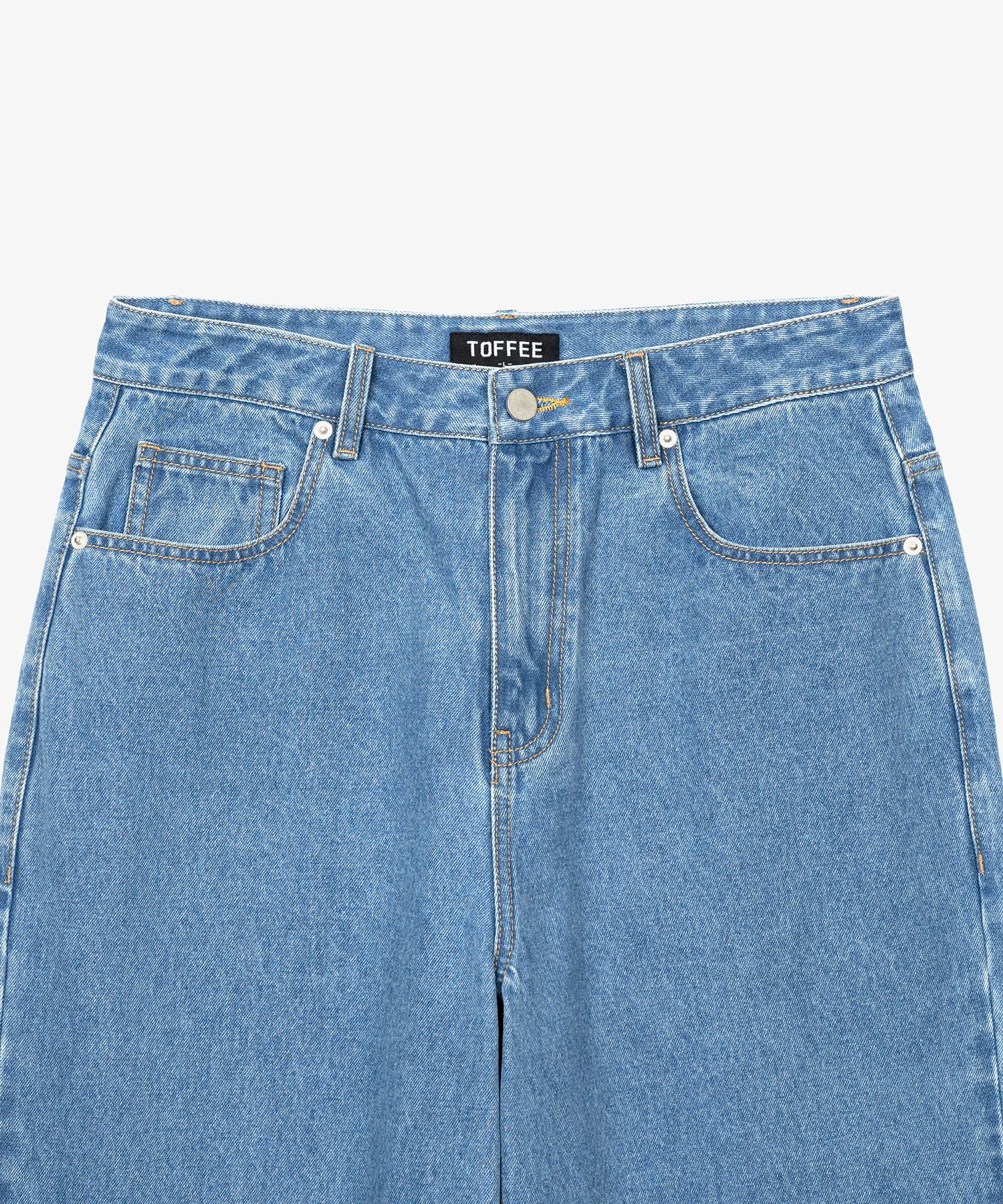 ★MUSINSA STANDARD★ Panelled Knee Wide Denim Pants Acid Blu MUSINSA | ANDERSSON BELL Layered wide leg jeans apa690m (BLUE)