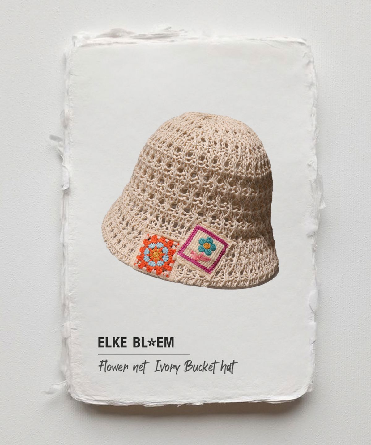 엘케블룸(ELKE BLOEM) FLOWER NET IVORY BUCKET HAT
