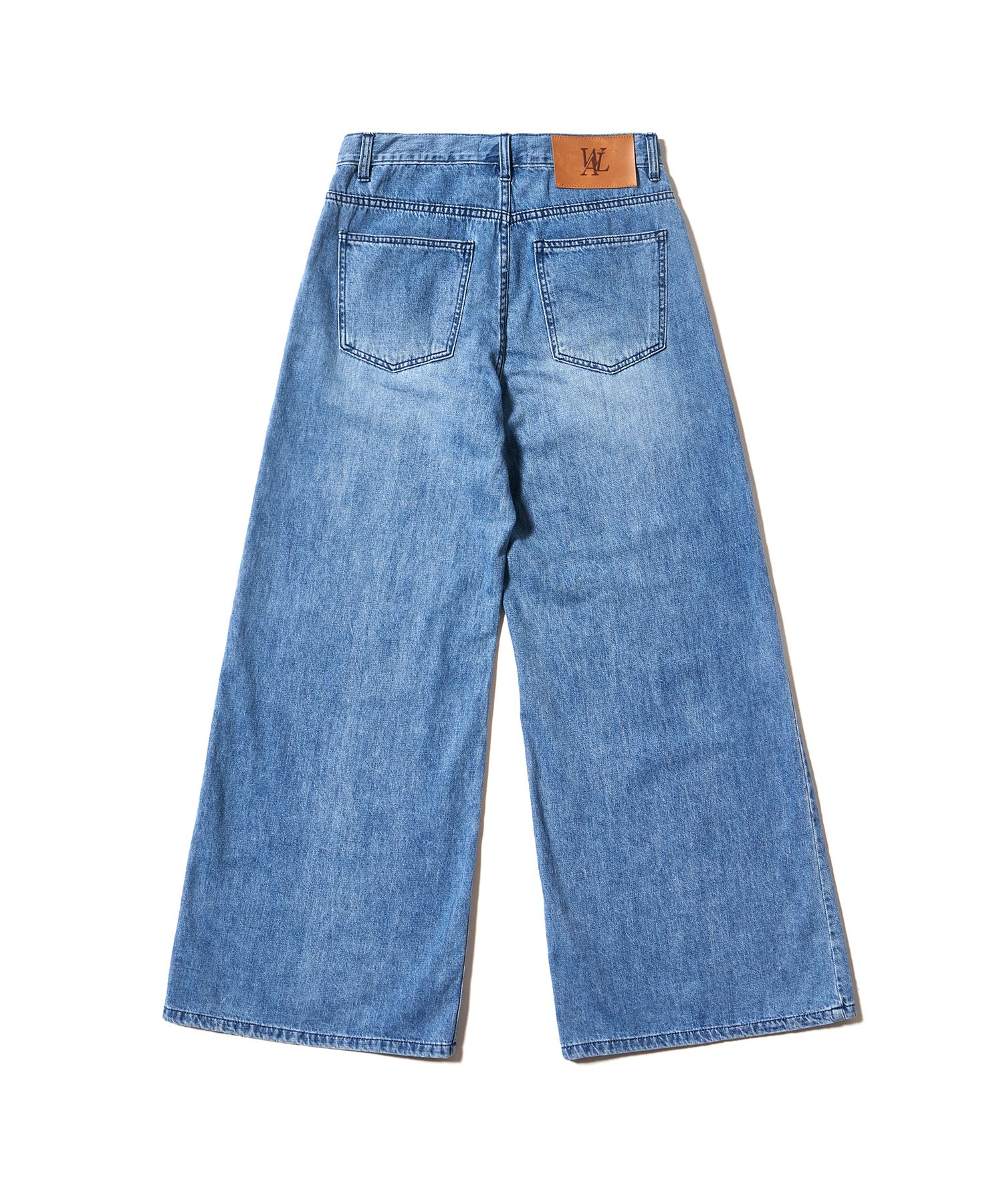 ☆韓国の人気☆【WOOALONG】☆String wide brush denim pant.s☆ ☆韓国の人気☆【WOOALONG】☆String wide brush denim pant.s