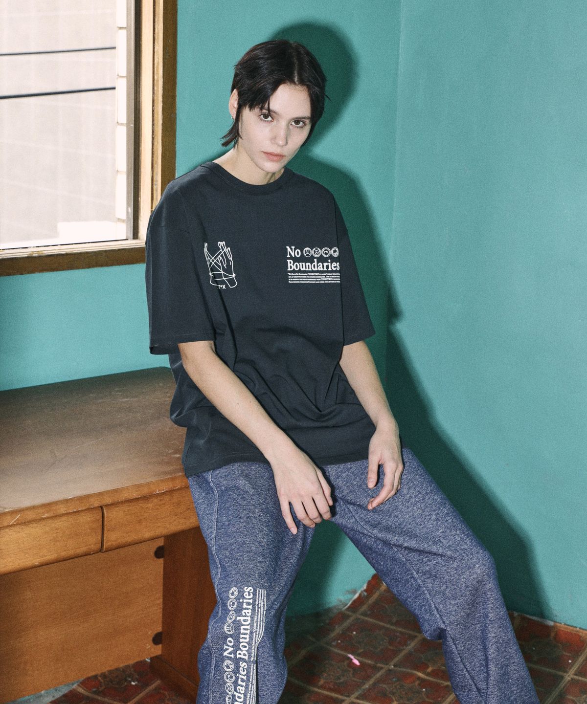 커넥트엑스(CONECTX) No Boundaries Indigo Double Logo Sweatpants