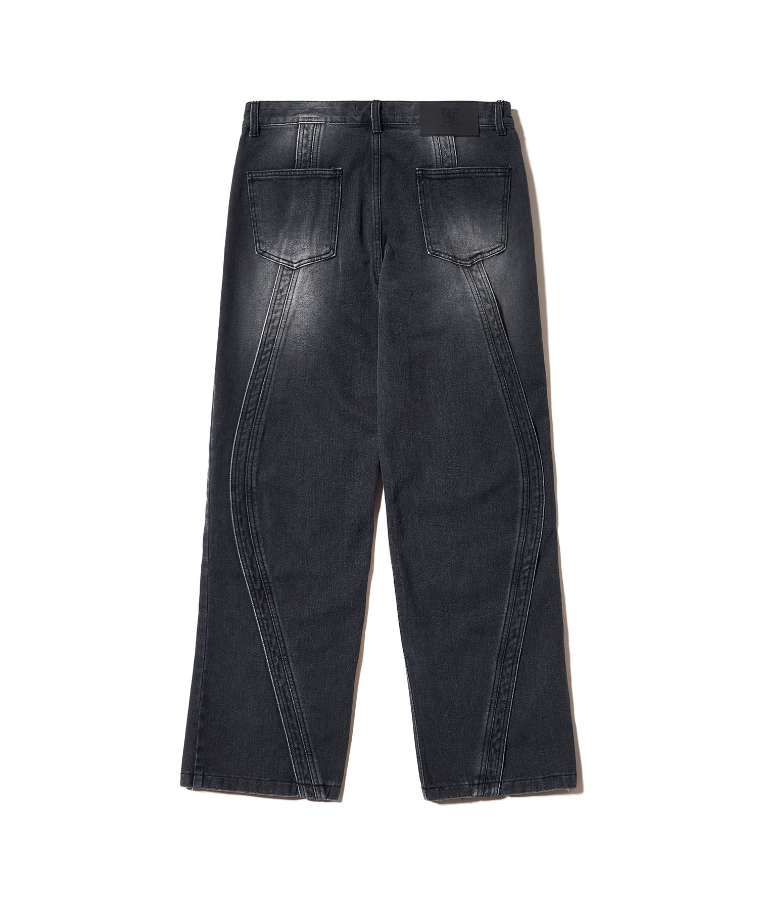 ☆人気☆【WOOALONG】☆Curved line straight denim pant.s☆ MUSINSA | WOOALONG Curved line straight denim pants - GRAY