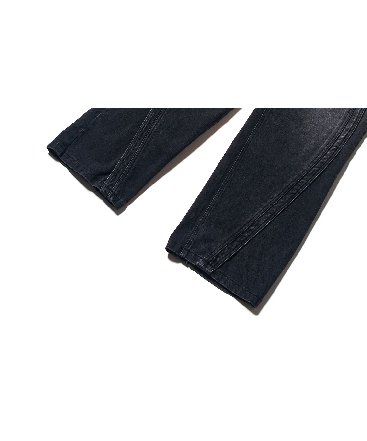 MUSINSA | WOOALONG Curved line straight denim pants - GRAY