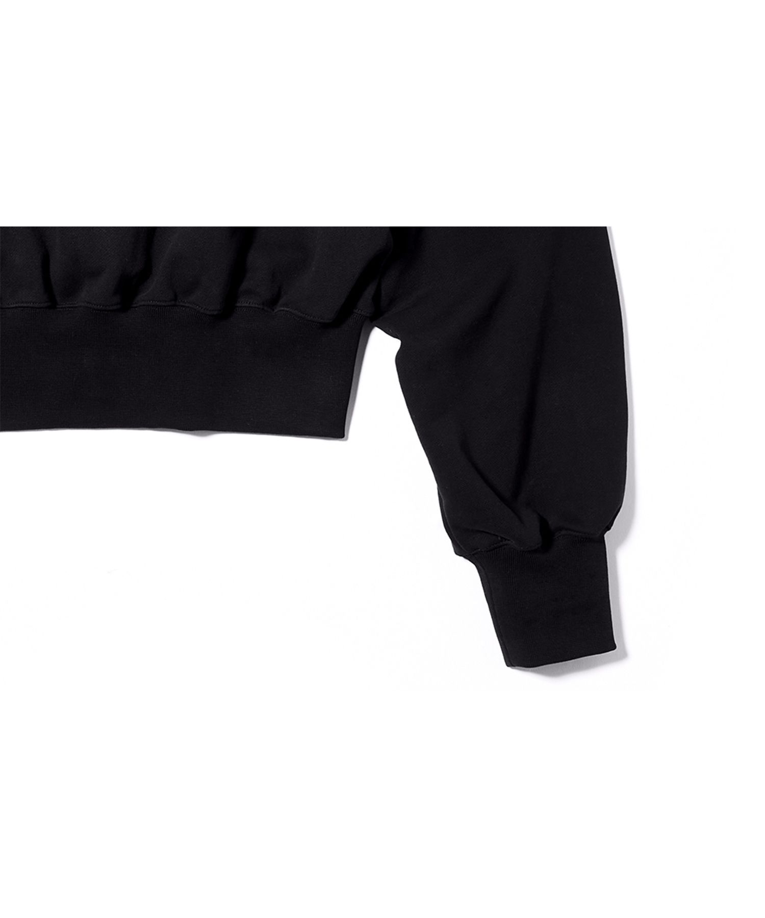 MUSINSA | WOOALONG Signature easy Cropped hoodie - BLACK