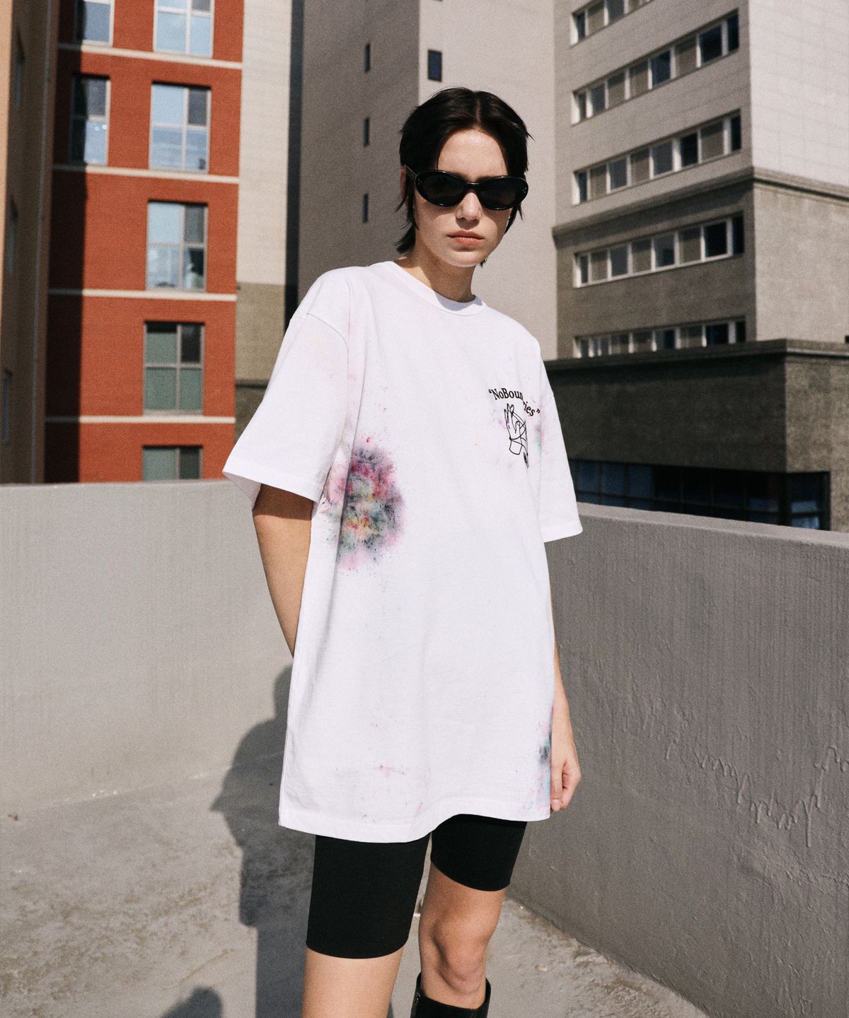 커넥트엑스(CONECTX) No Boundaries Hand Spray Dyed T-shirt (multi/white ver.)