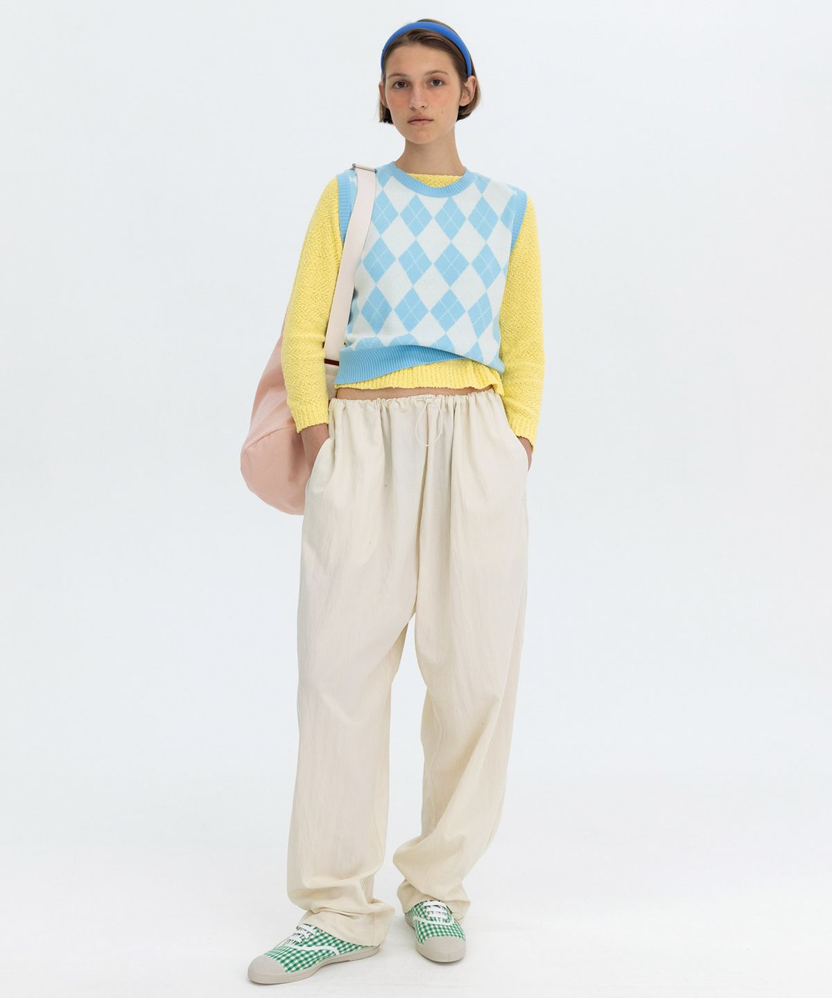 벤시몽(BENSIMON) ARGYLE MIX VEST - SKY BLUE
