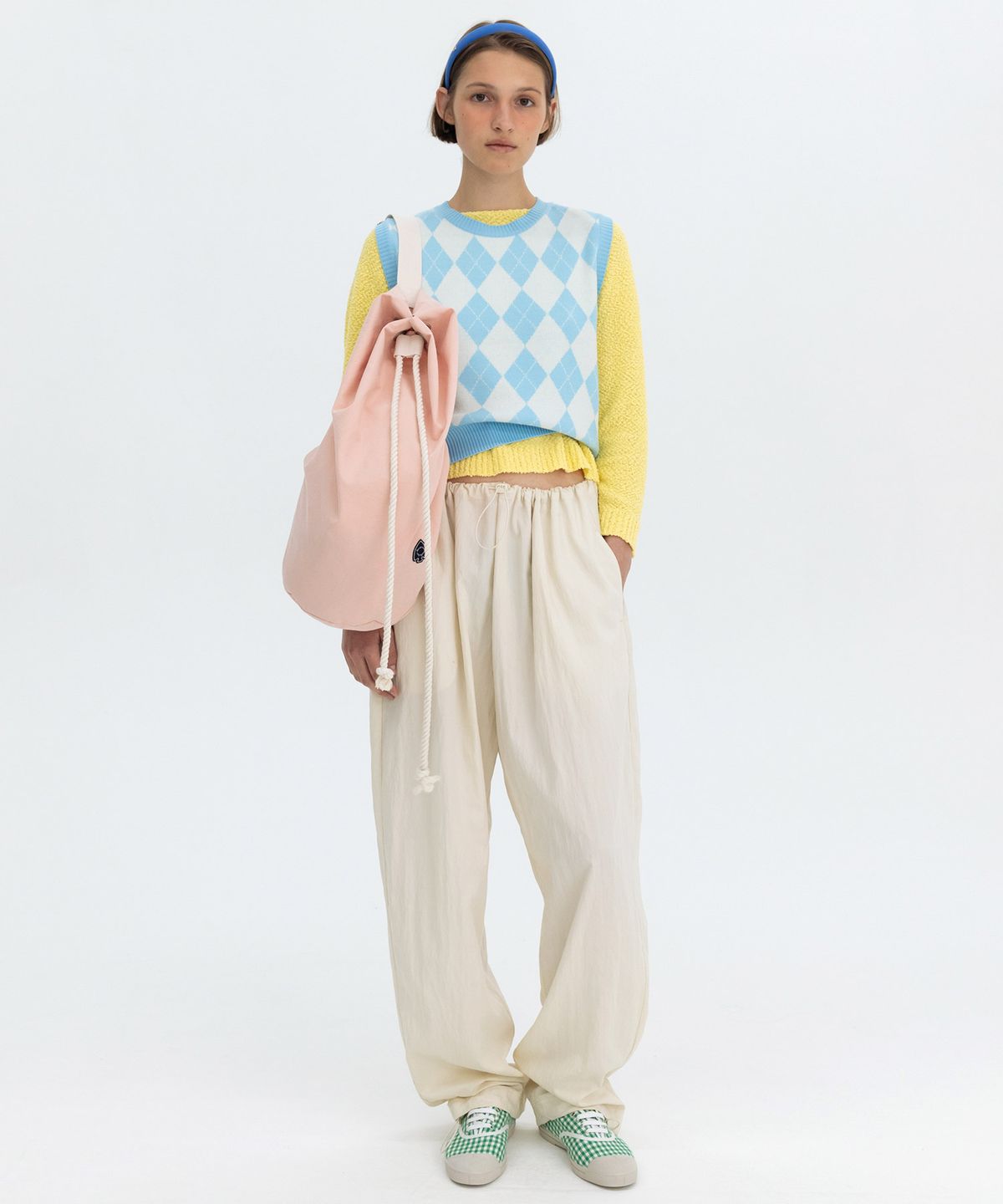 벤시몽(BENSIMON) ARGYLE MIX VEST - SKY BLUE