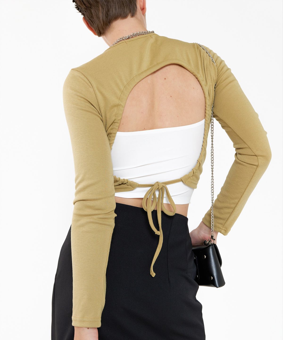320쇼룸(320SHOWROOM) Back Round cutting Knot Span Tshirts Yellow green