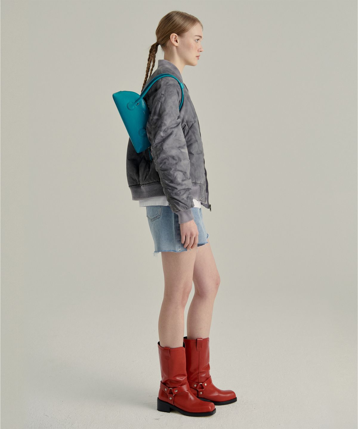마지셔우드(MARGESHERWOOD) BESSETTE SHOULDER + STRAP - peacock green crinkle