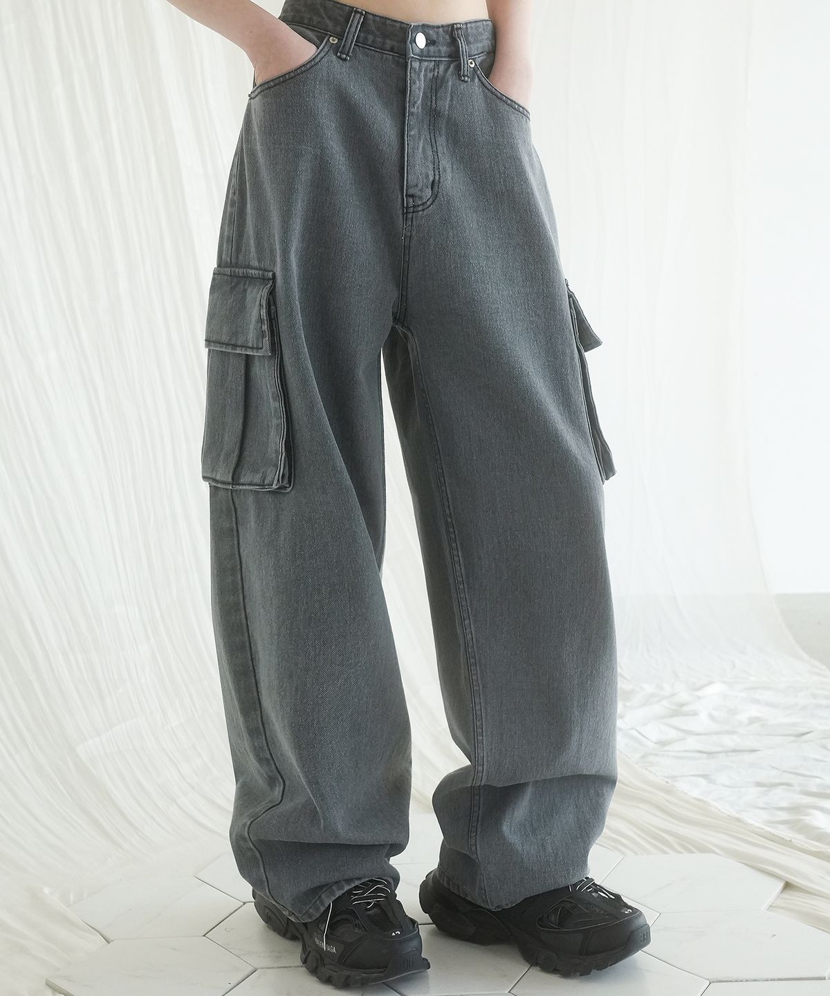 어반드레스(AVANDRESS) real wide cargo pants BLACK