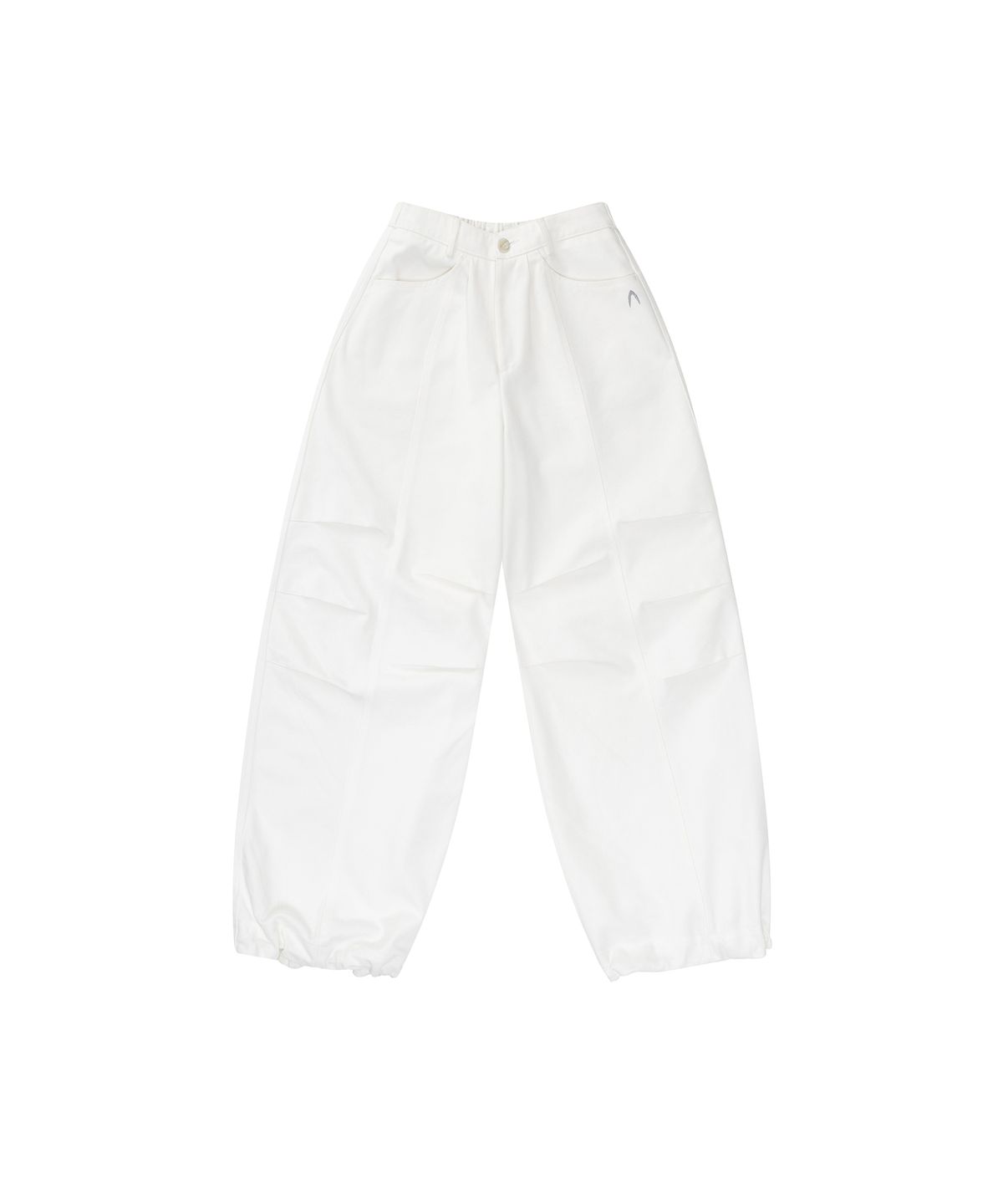 아캄(AAKAM) Knee Pin-tuck Printed Denim Pants (White)