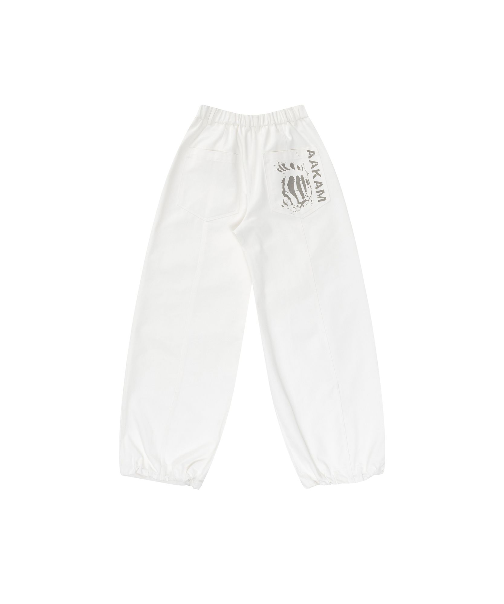 MUSINSA | AAKAM Knee Pin-tuck Printed Denim Pants (White)