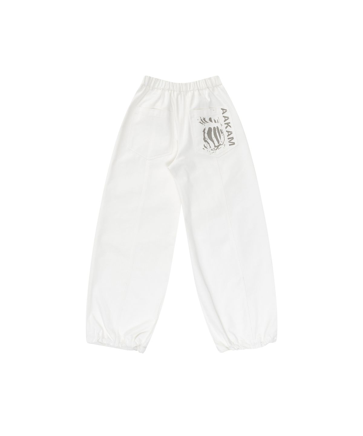 아캄(AAKAM) Knee Pin-tuck Printed Denim Pants (White)