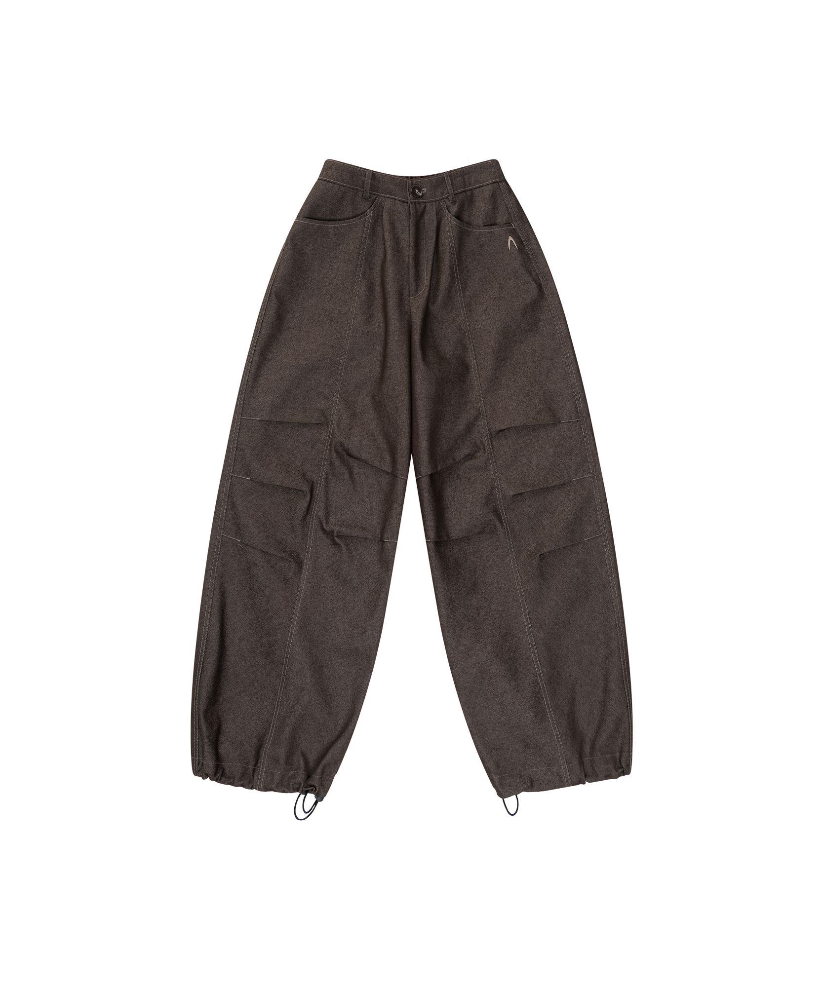 MUSINSA | AAKAM Knee Pin-tuck Printed Denim Pants (Brown)