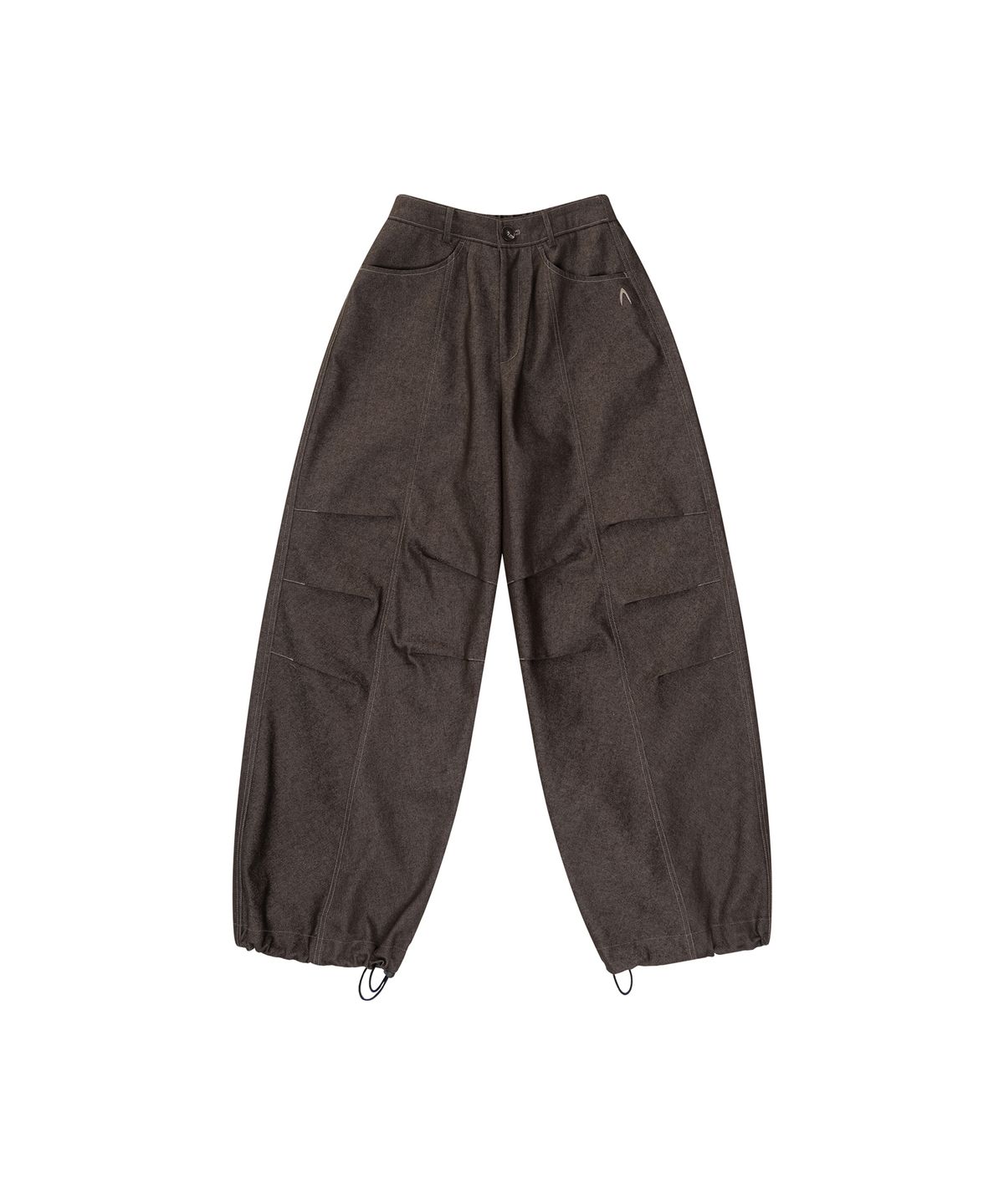아캄(AAKAM) Knee Pin-tuck Printed Denim Pants (Brown)