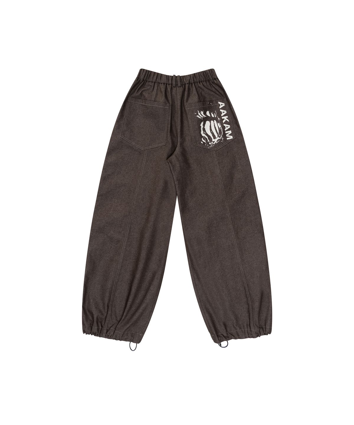 아캄(AAKAM) Knee Pin-tuck Printed Denim Pants (Brown)