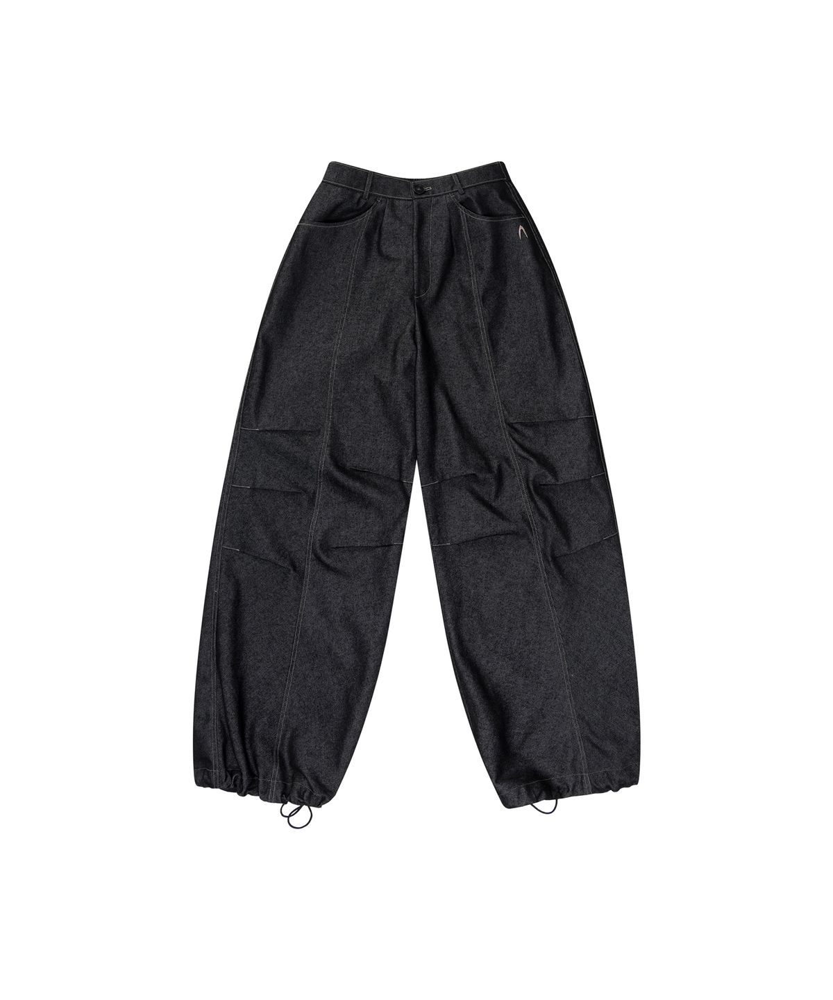 아캄(AAKAM) Knee Pin-tuck Printed Denim Pants (Black)