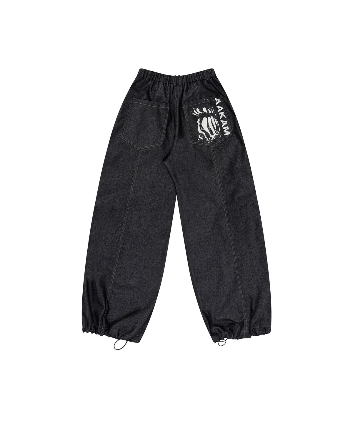 아캄(AAKAM) Knee Pin-tuck Printed Denim Pants (Black)