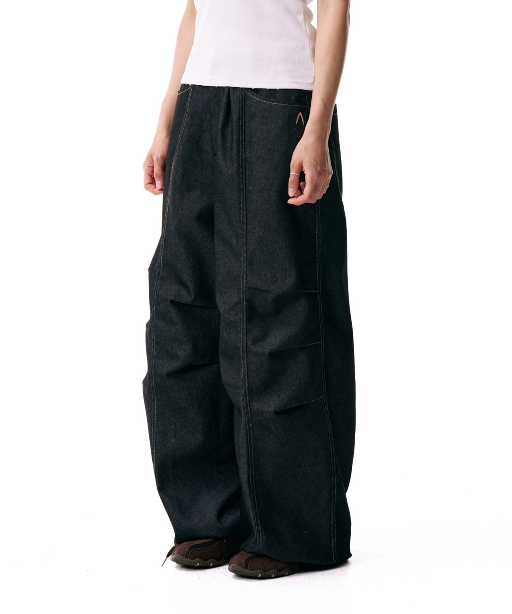 AAKAM ■ Knee Pin-tuck Printed Denim Pants MUSINSA | AAKAM 98 Printed Knee Pin-tuck Denim Pants (Black)
