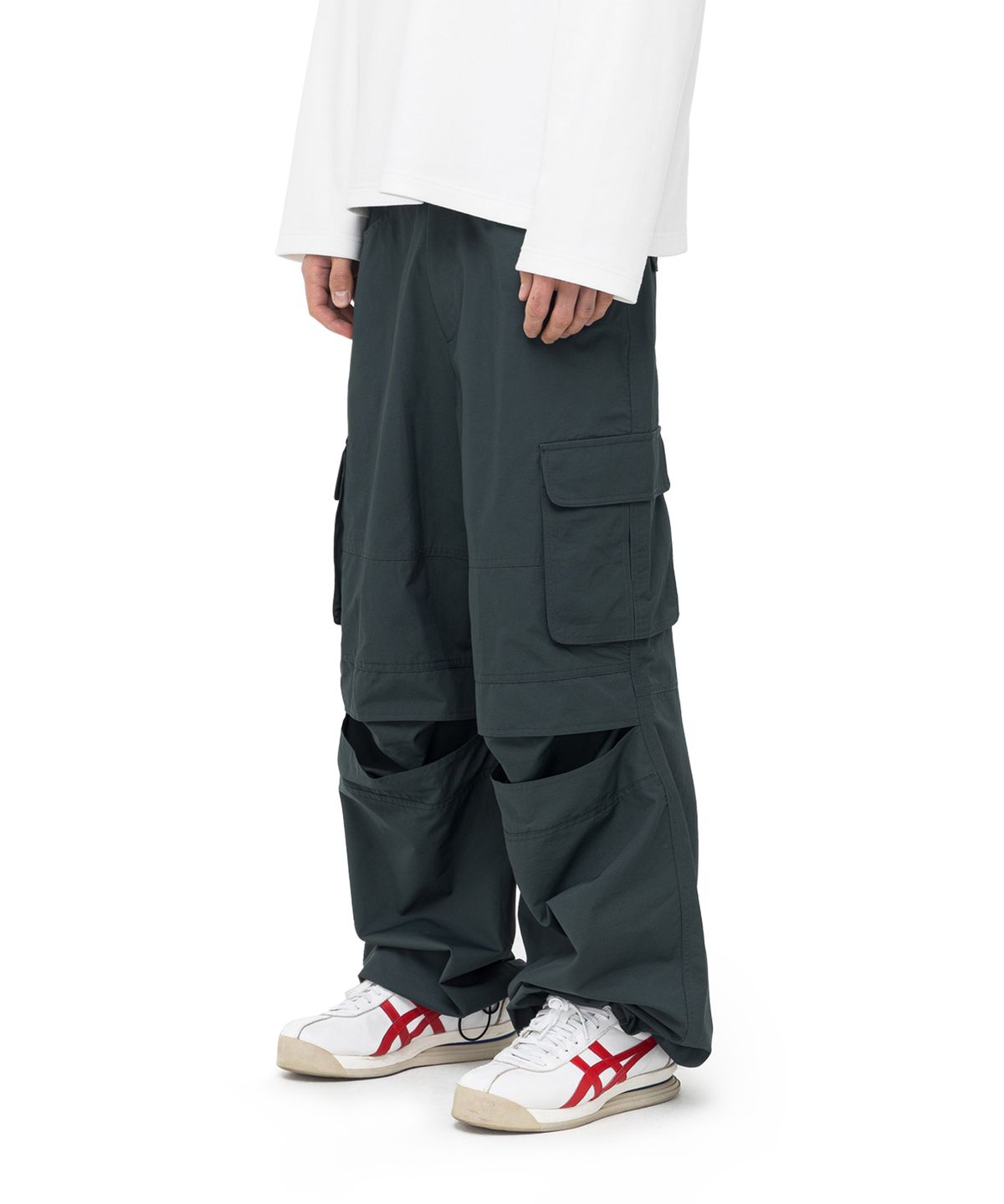 아캄(AAKAM) Knee Slit Cargo Pants (Green)
