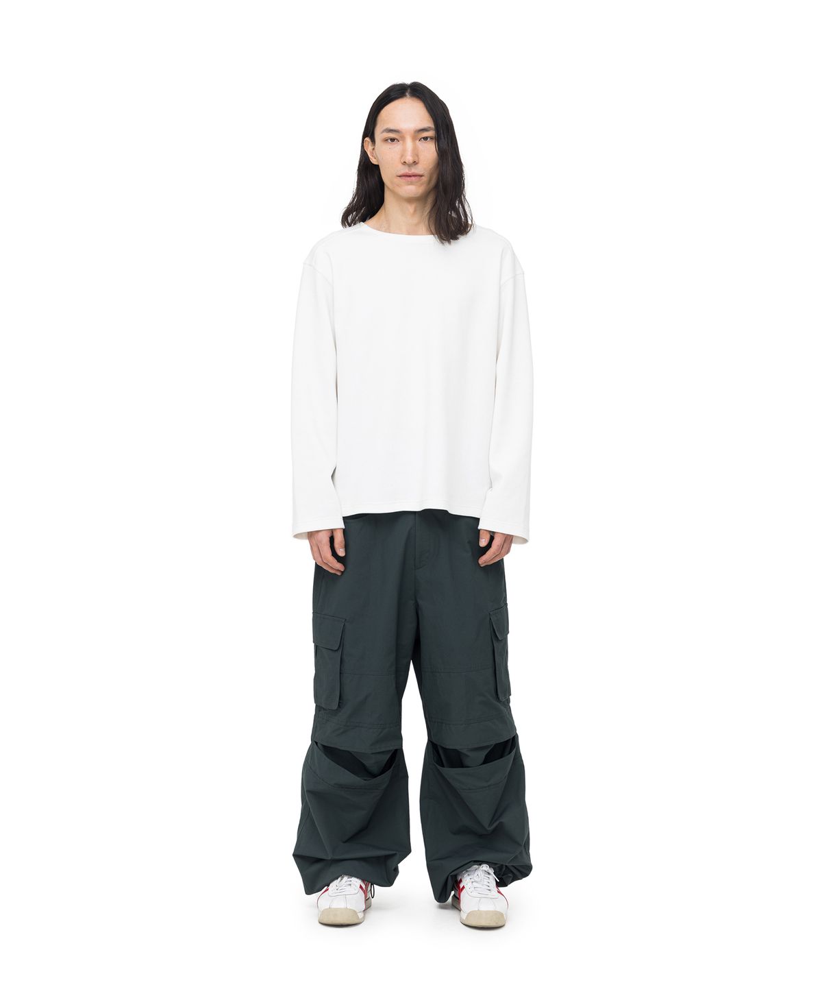 아캄(AAKAM) Knee Slit Cargo Pants (Green)