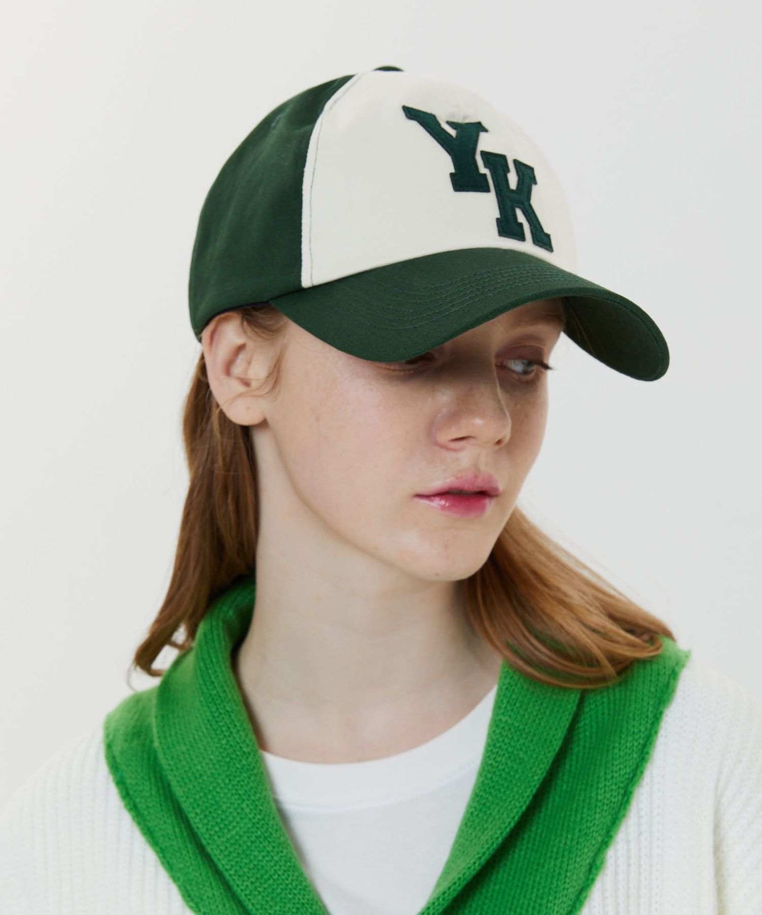 ★Wai Kei★ YK Applique Two Tone Ball Cap Yellow YK23SSAC05 MUSINSA | WAI KEI YK applique two-tone ball cap green