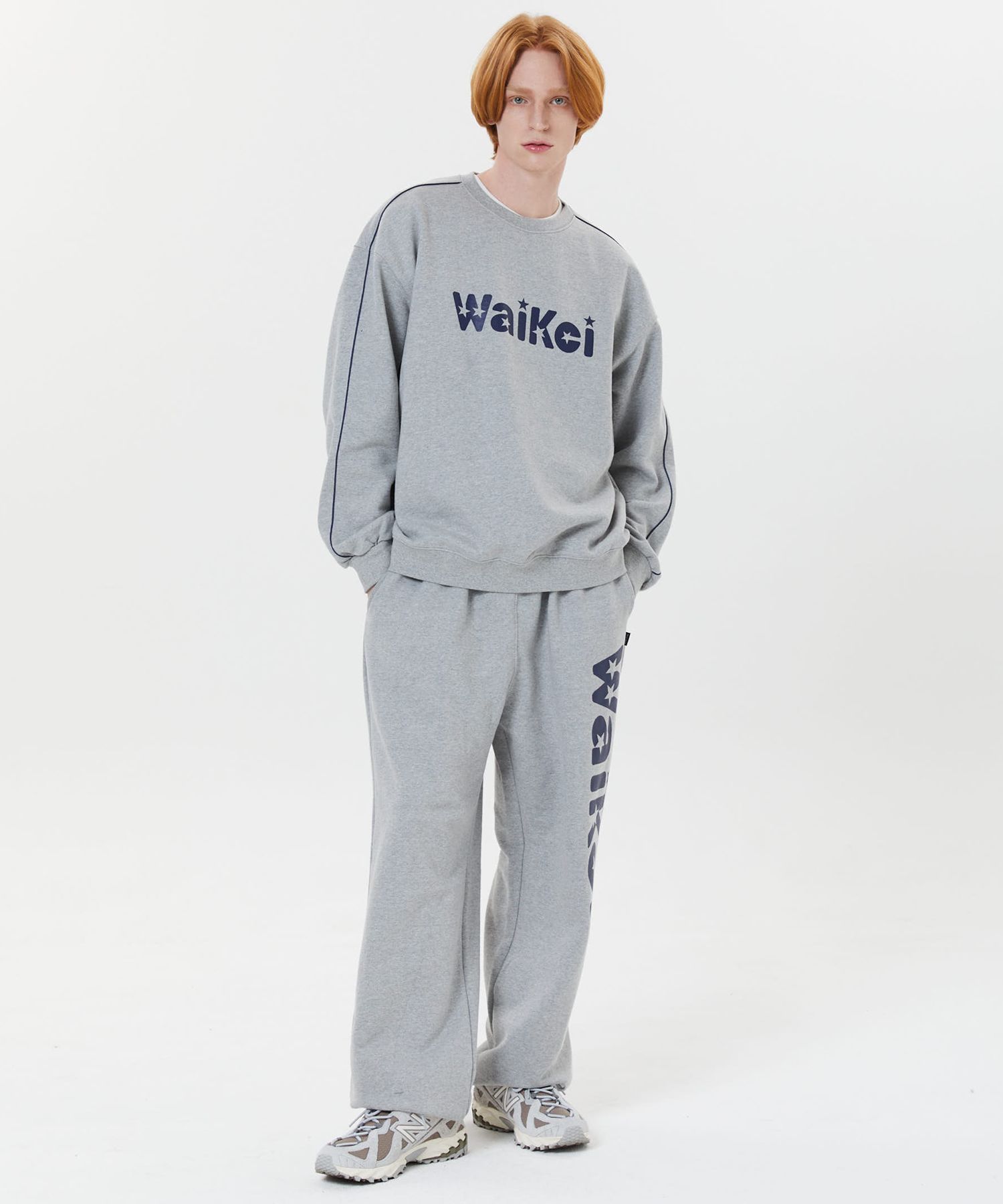 MUSINSA | WAI KEI Star Big Logo Sweatpants Gray