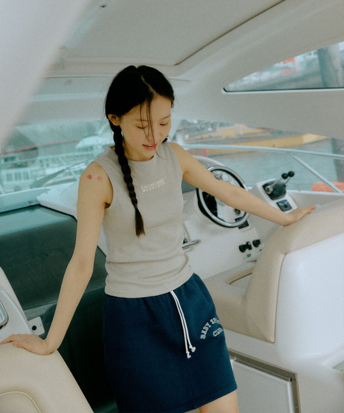 콜미베이비(CALL ME BABY) Baby Sports Club Sweat Skirt _ Navy