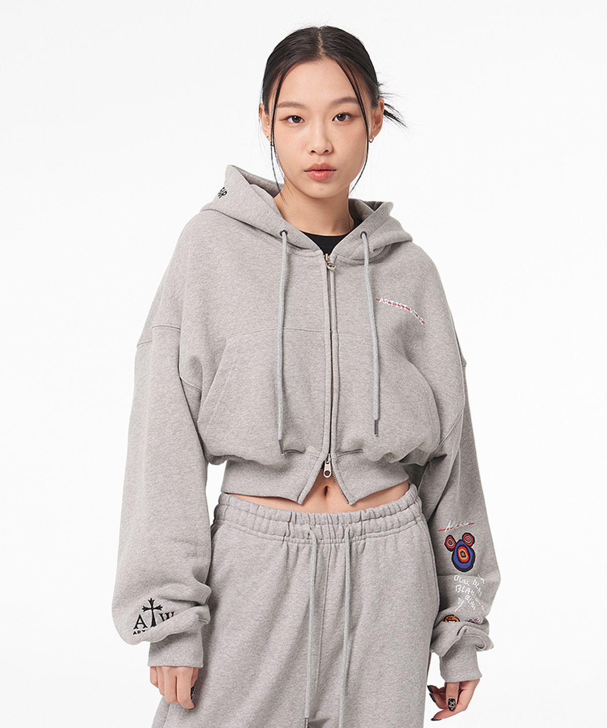 아티스트웨어(ARTISTWEAR) [ATW X 아트랩차차] 감성타투 크롭후드집업