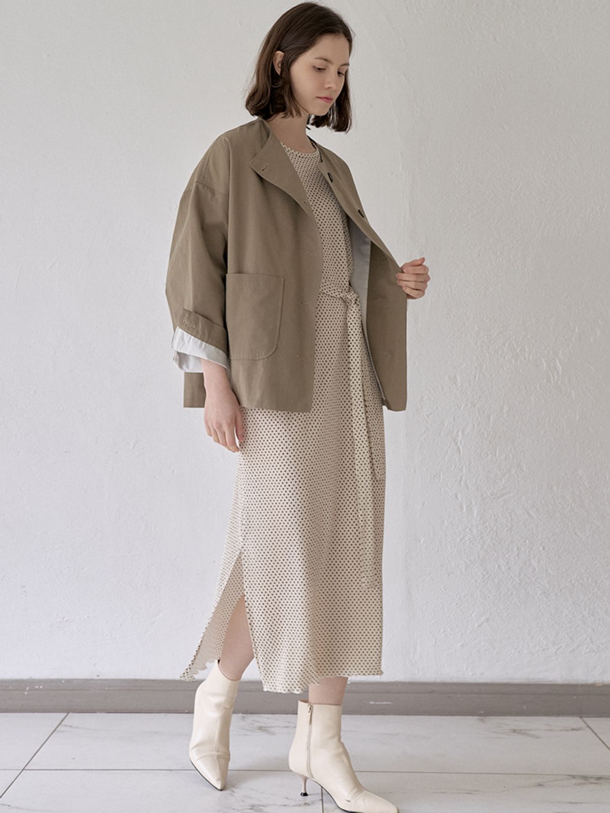 아방(AVANT-G) Washed Cotton Oversized Jacket - KHAKI