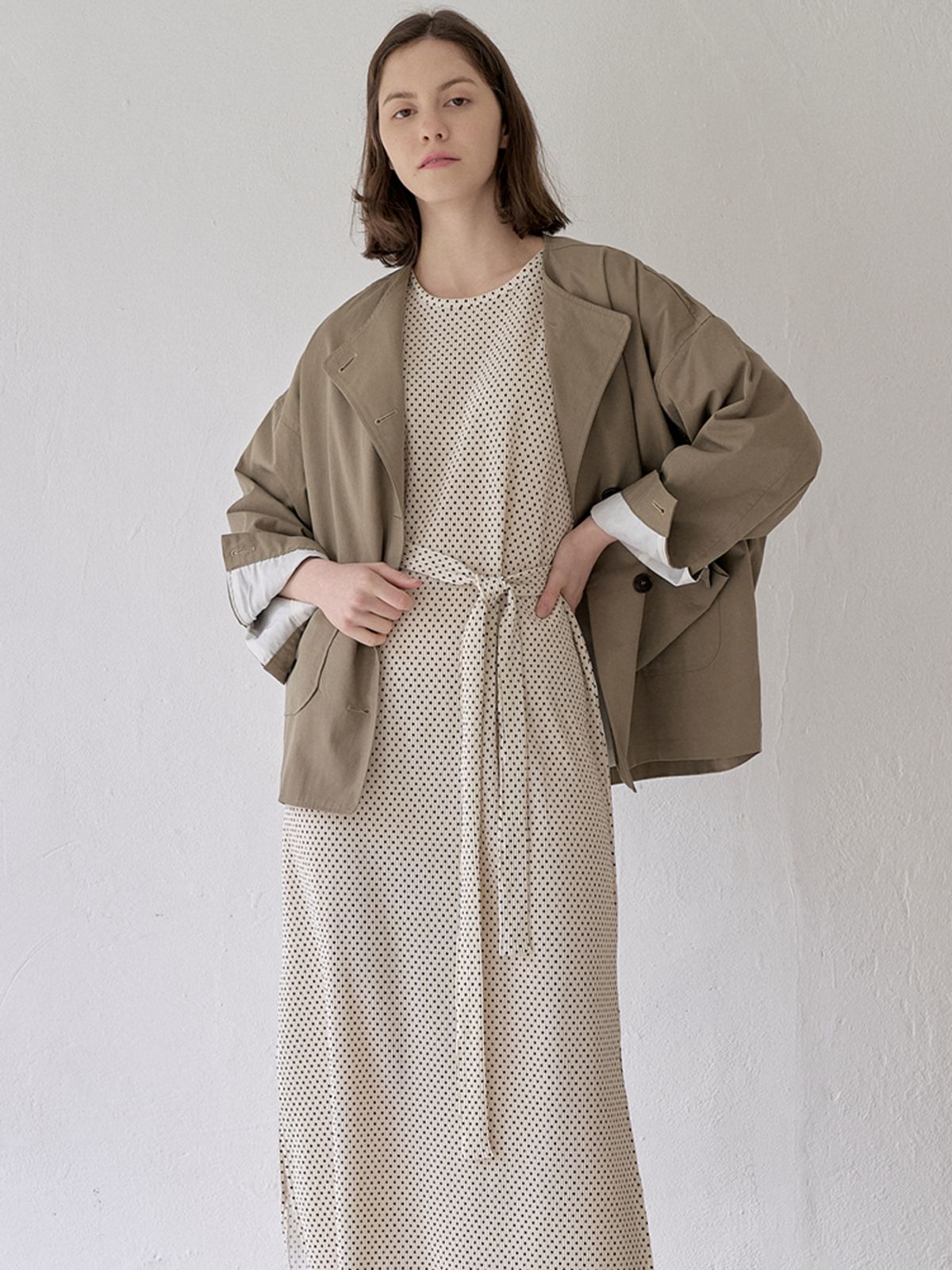 아방(AVANT-G) Washed Cotton Oversized Jacket - KHAKI