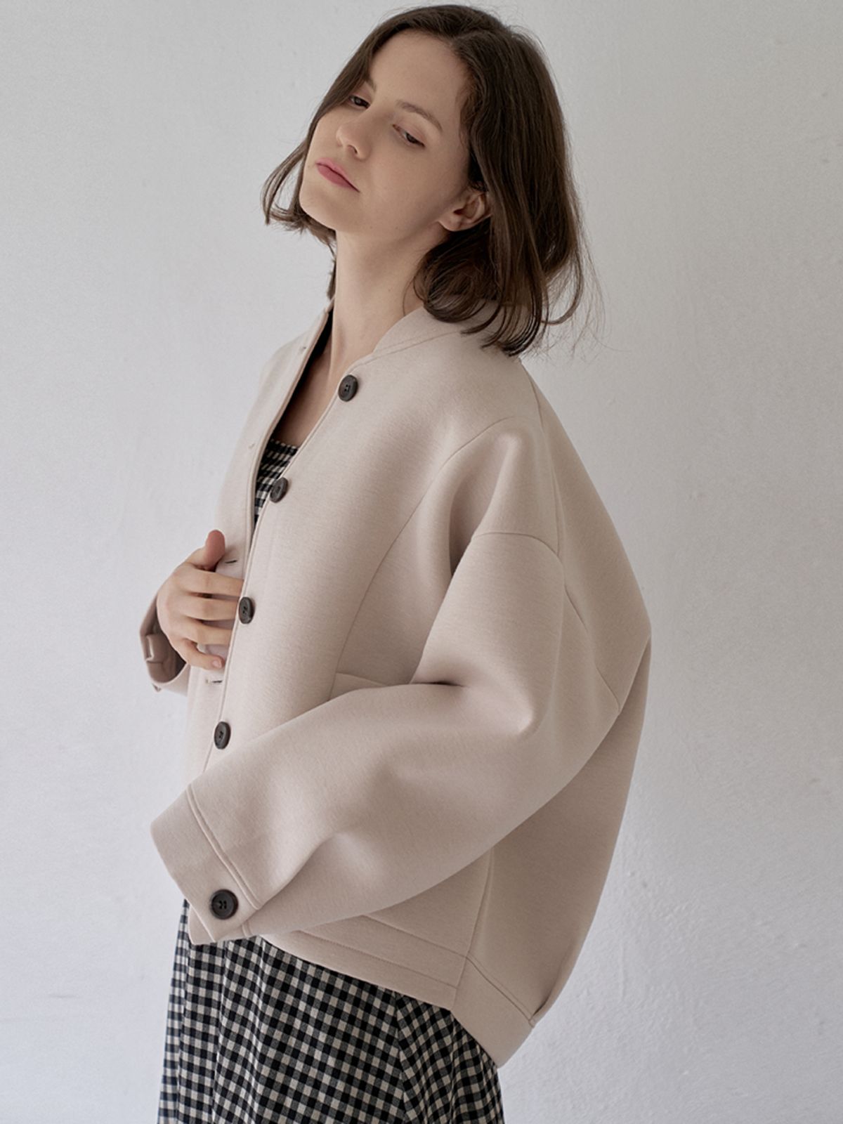 아방(AVANT-G) Neoplan Overfit Baseball Jumper - BEIGE