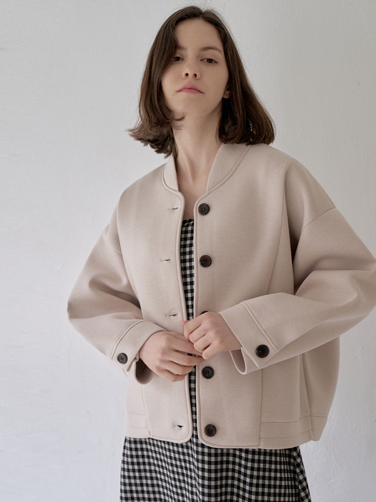 아방(AVANT-G) Neoplan Overfit Baseball Jumper - BEIGE