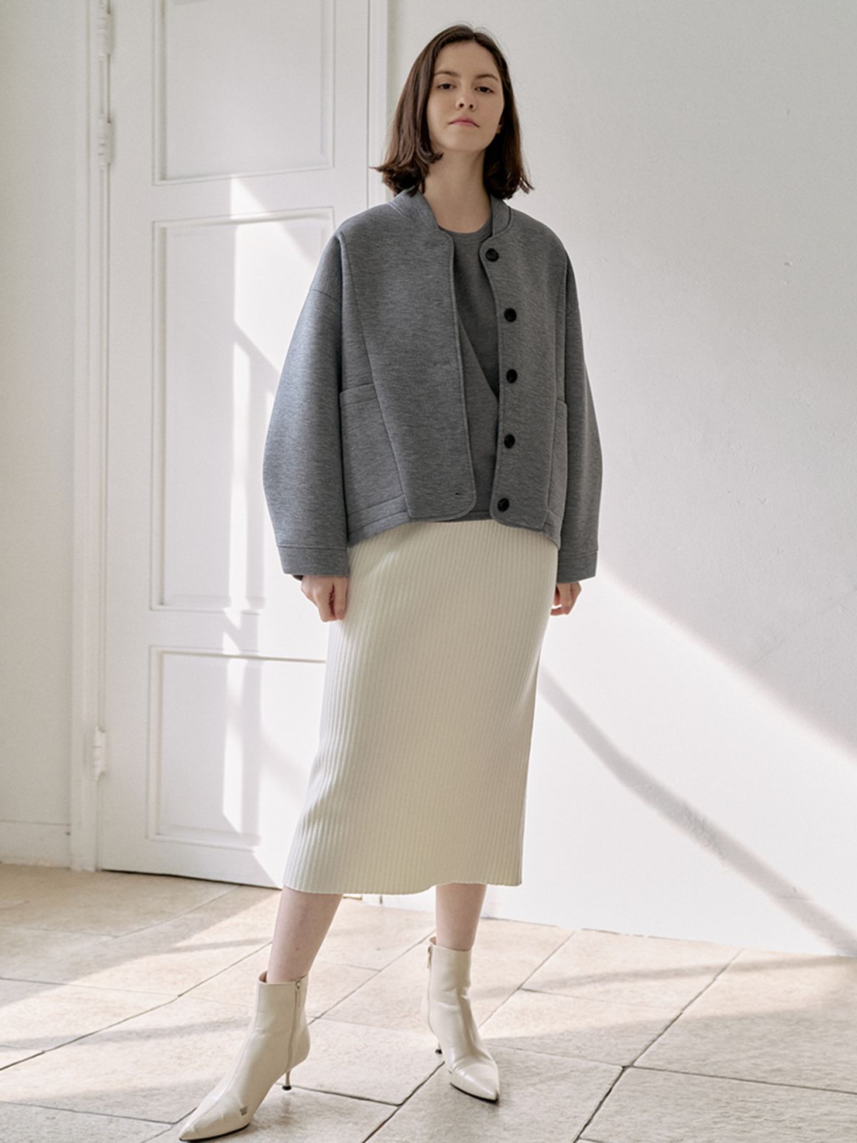 아방(AVANT-G) Neoplan Overfit Baseball Jumper - GREY